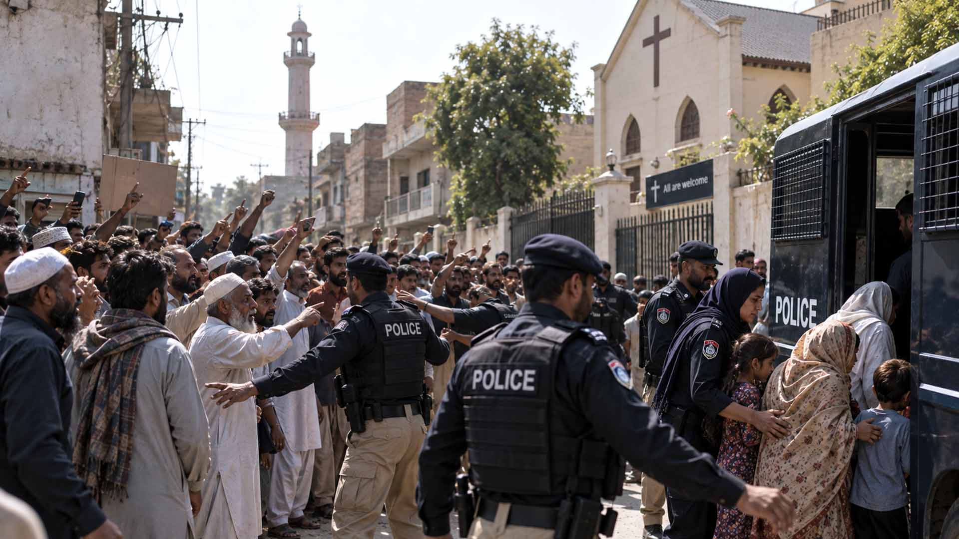 Menschenmenge nach einem Blasphemievorwurf in Pakistan – Symbolbild