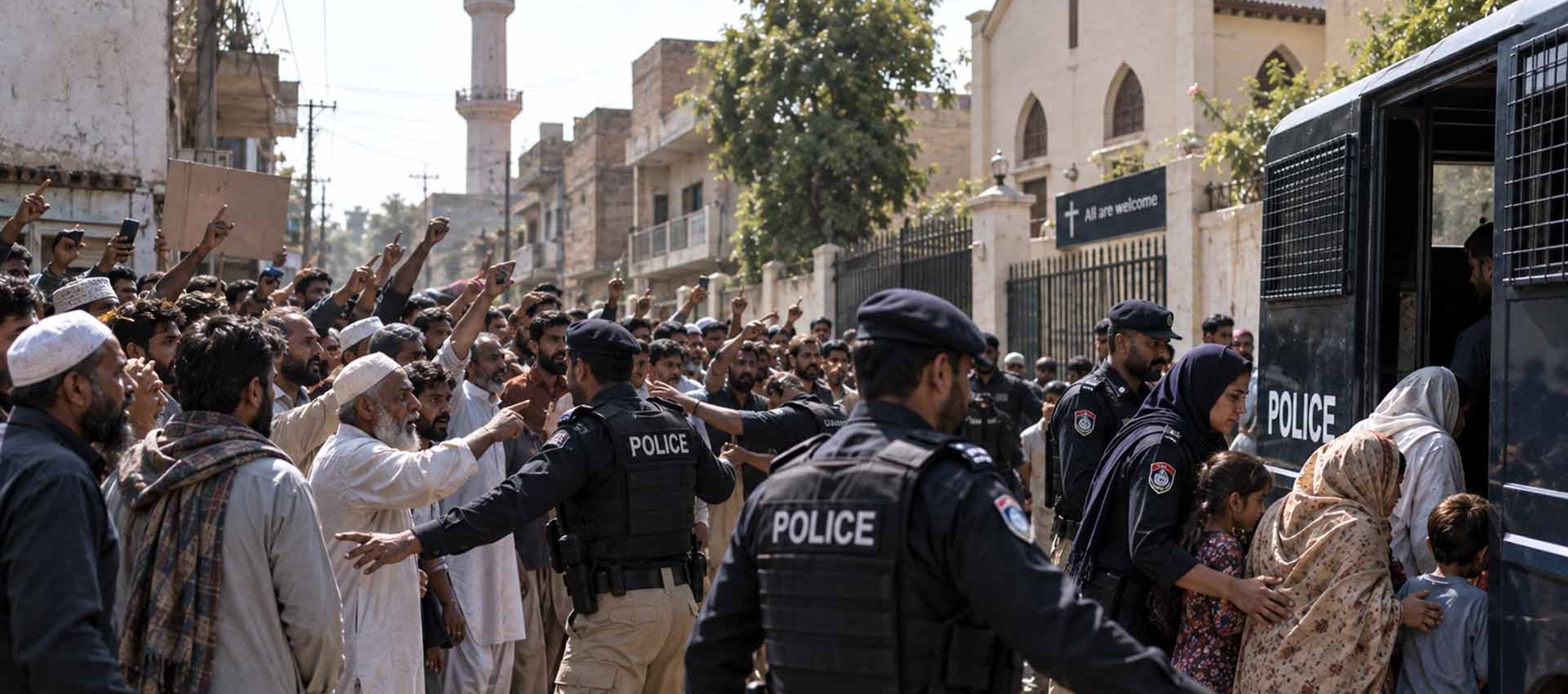 Menschenmenge nach einem Blasphemievorwurf in Pakistan – Symbolbild